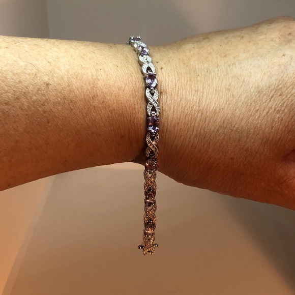 Genuine Amethyst/Diamond Infinity Bracelet - Picture 11 of 14